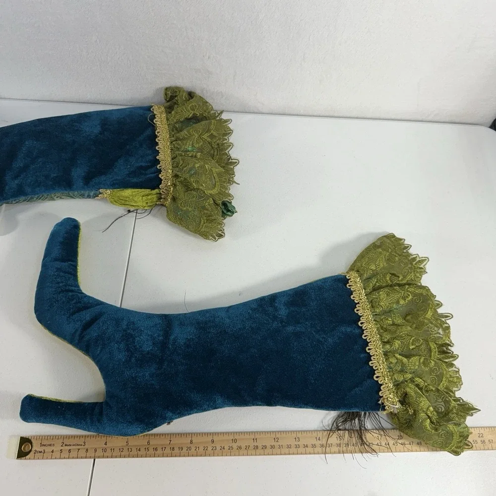 Pier 1 Peacock Boot Stockings Set Of 2 Victorian Velvet Glam Fancy Christmas‎